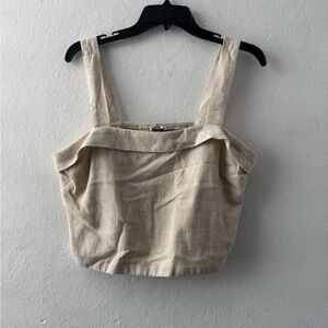 American Eagle Outfitters Beige Linen Tank Top
